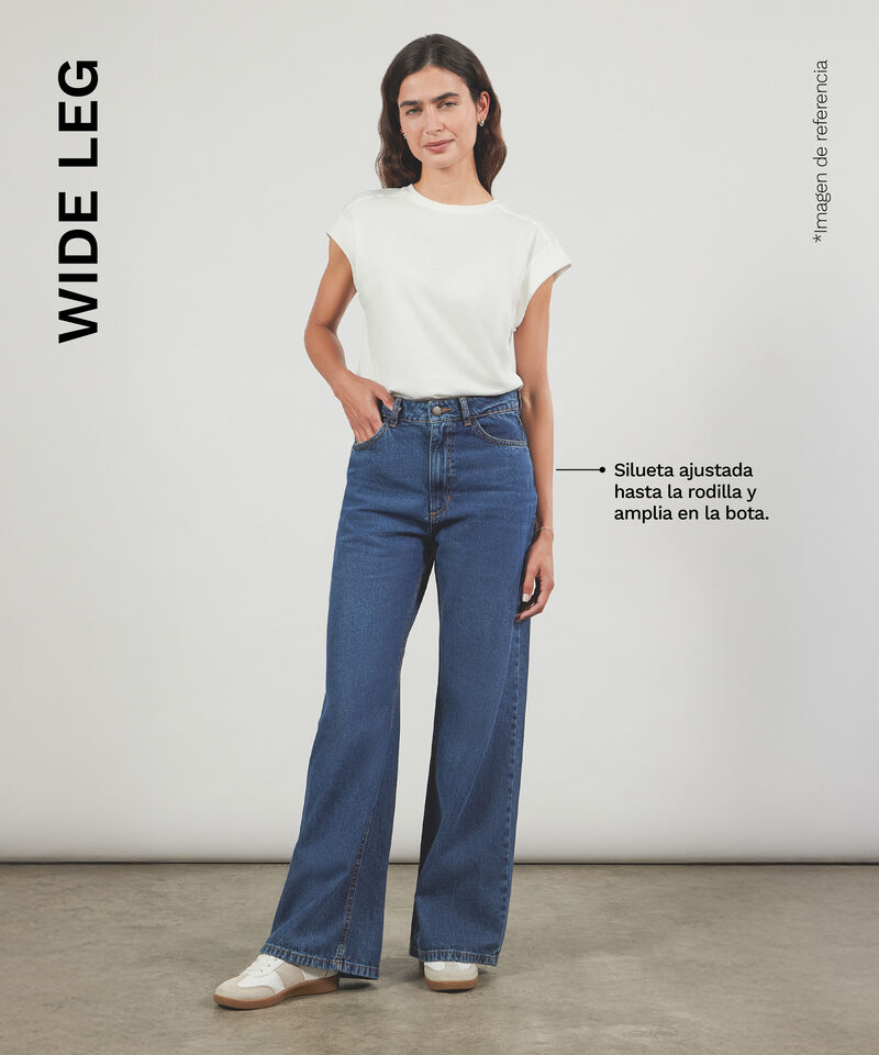 Jeans Wide Leg Para Mujer, AzulMedio, hi-res