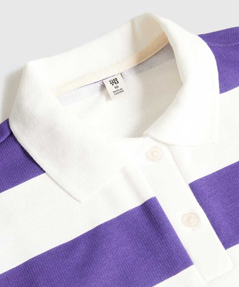 Buzo Cuello Polo para Niña, Morado, hi-res