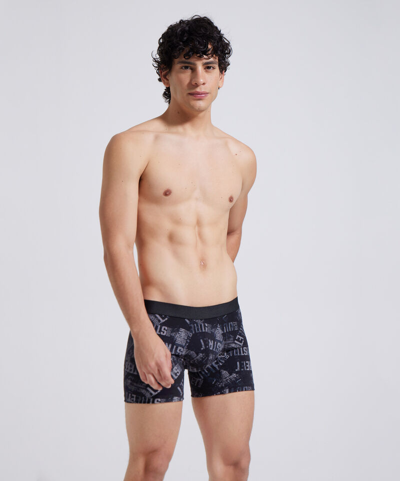 Bóxer Medio Estampado, Negro, hi-res