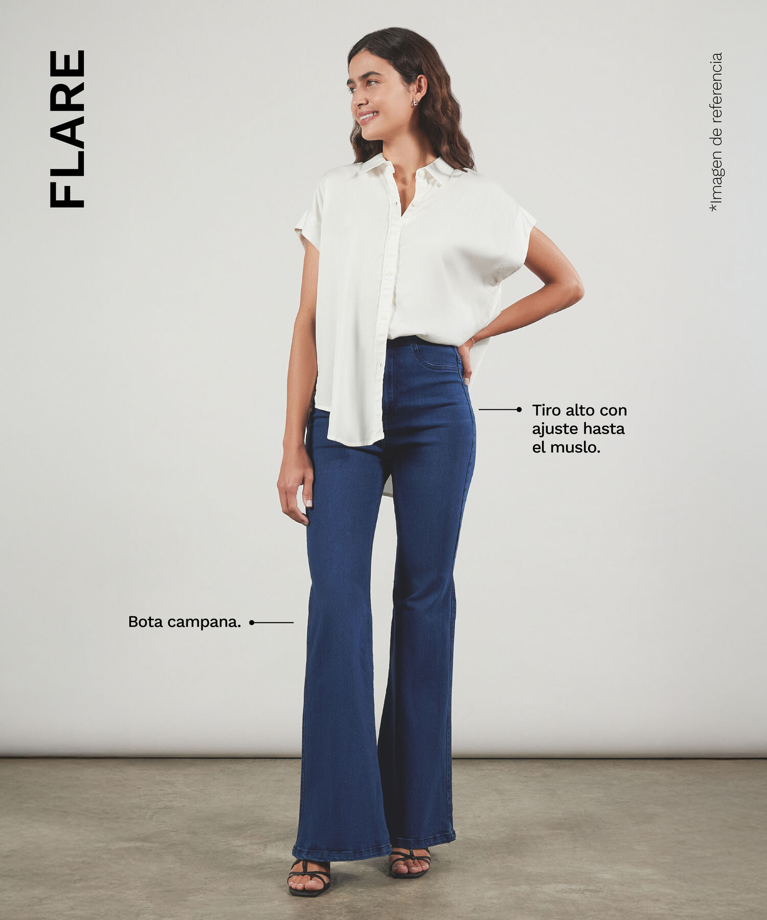 Jeans Cropped Flare, Beige, hi-res