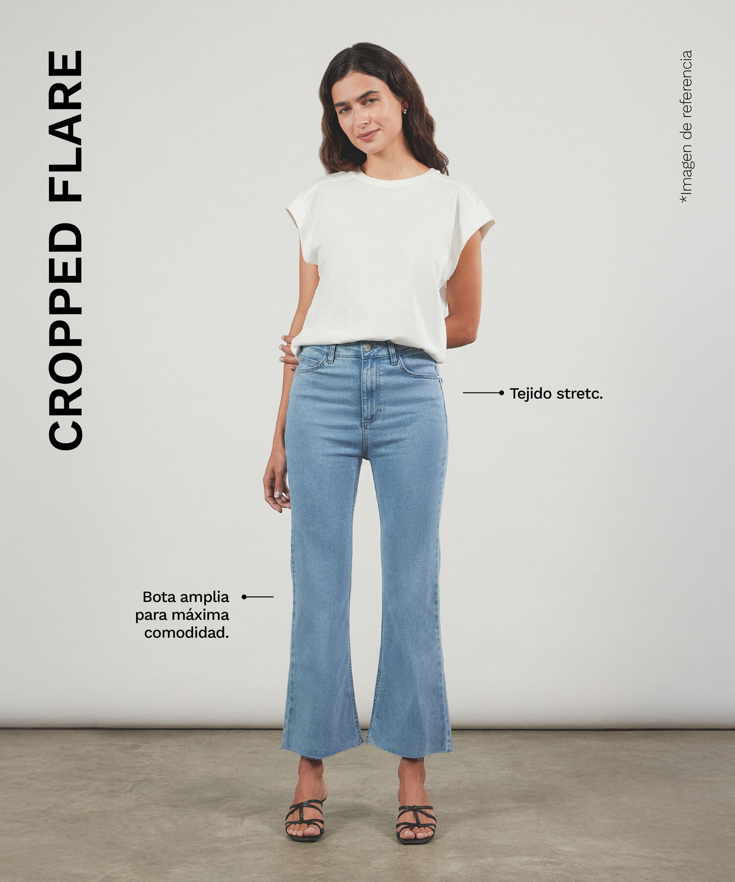 Jeans Cropped Flare, VerdeClaro, hi-res
