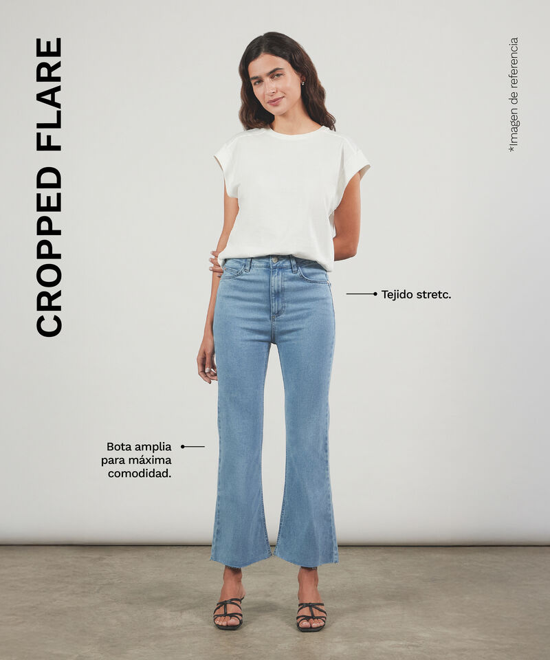 Jeans Cropped Flare, VerdeClaro, hi-res