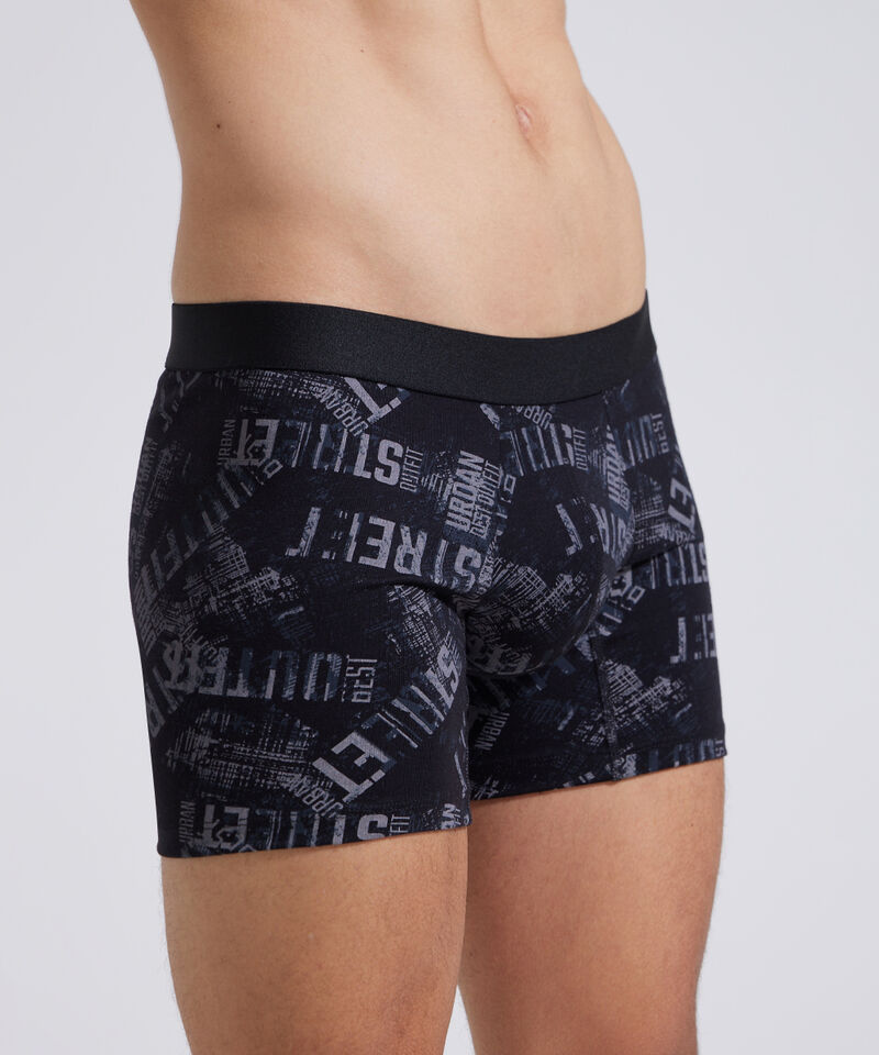 Bóxer Medio Estampado, Negro, hi-res
