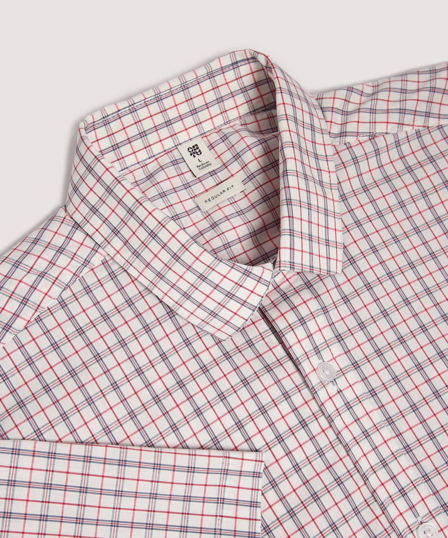 Camisa Casual Manga Corta, Crema, hi-res