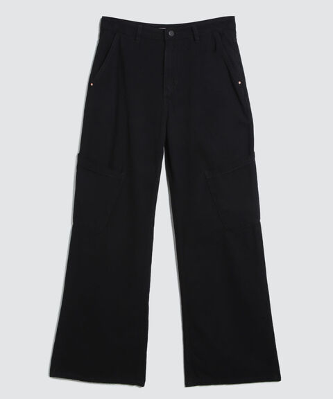 Jeans Wide Leg Cargo, Negro, hi-res